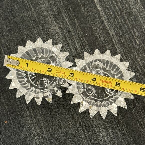 Fostoria American Lead Crystal Candle Holders Starburst MCM Original Box - Picture 4 of 4